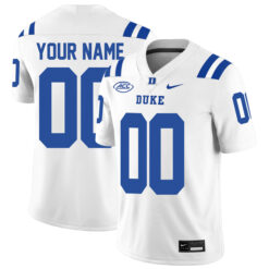 Custom Duke Blue Devils Football White Away Game Stitched Jersey w/ ACC Patch