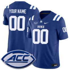 Custom Duke Blue Devils Football Royal Vapor F.U.S.E Limited Stitched Jersey w/ ACC Patch
