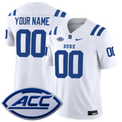 Custom Duke Blue Devils Football White Vapor F.U.S.E Limited Stitched Jersey w/ ACC Patch