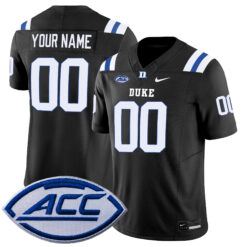 Custom Duke Blue Devils Football Black Vapor F.U.S.E Limited Stitched Jersey w/ ACC Patch