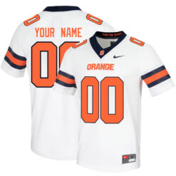 Custom Syracuse Orange Football White Away Game Stitched Jersey