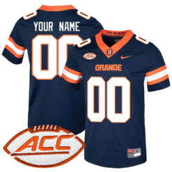 Custom Syracuse Orange Football Navy Home Game Stitched Jersey w/ ACC Patch