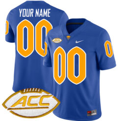 Custom Pittsburgh Panthers Football Royal Home Game Stitched Jersey w/ ACC Patch