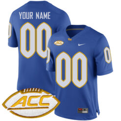 Custom Pittsburgh Panthers Football Royal Game Stitched Jersey w/ ACC Patch