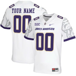 Custom James Madison Dukes Football White Stitched Jersey w/ SBC Patch
