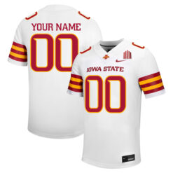 Custom Iowa State Cyclones Football White Away Stitched Jersey