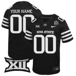 Custom Iowa State Cyclones Football Black Alternate Stitched Jersey w/ XII Patch