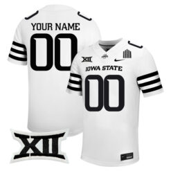 Custom Iowa State Cyclones Football White Alternate Stitched Jersey w/ XII Patch