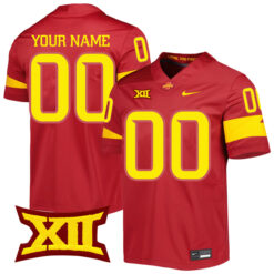 Custom Iowa State Cyclones Football Cardinal Untouchable Stitched Jersey w/ XII Patch
