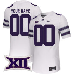 Custom Kansas State Wildcats Football White Untouchable Stitched Jersey w/ XII Patch