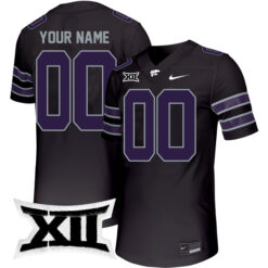 Custom Kansas State Wildcats Football Black Untouchable Stitched Jersey w/ XII Patch