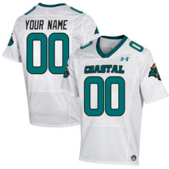 Custom Coastal Carolina Chanticleers Football White Away Stitched Jersey