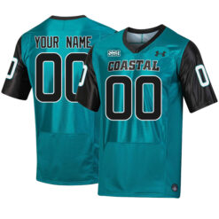 Custom Coastal Carolina Chanticleers Football Teal Home Stitched Jersey w/ SBC Patch
