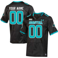 Custom Coastal Carolina Chanticleers Football Black Alternate Stitched Jersey w/ SBC Patch