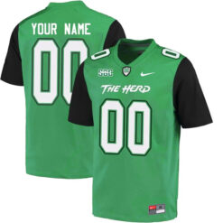 Custom Marshall Thundering Herd Football Green Alternate Stitched Jersey w/ SBC Patch