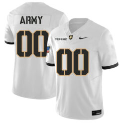 Custom Army Black Knights Football White Away Stitched Jersey