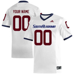 Custom South Alabama Jaguars Football White Away Stitched Jersey