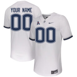 Custom Uconn Huskies Football White Away Stitched Jersey w/ AAC Patch