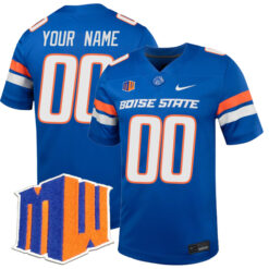 Custom Boise State Broncos Football Royal Home Stitched Jersey w/ MWC Patch