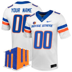 Custom Boise State Broncos Football White Away Stitched Jersey w/ MWC Patch