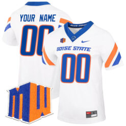 Custom Boise State Broncos Football White Untouchable Stitched Jersey w/ MWC Patch