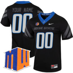 Custom Boise State Broncos Football Black Untouchable Stitched Jersey w/ MWC Patch