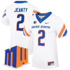 Ashton Jeanty Boise State Broncos Football White Untouchable Stitched Jersey w/ MWC Patch
