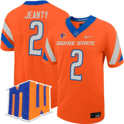 Ashton Jeanty Boise State Broncos Football Orange Untouchable Stitched Jersey w/ MWC Patch
