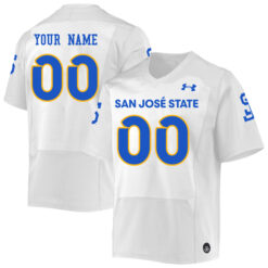 Custom San Jose State Spartans Football White Away Stitched Jersey