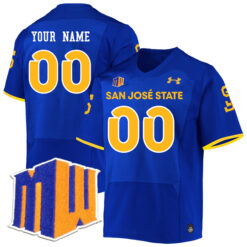 Custom San Jose State Spartans Football Royal Home Stitched Jersey w/ MWC Patch