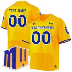 Custom San Jose State Spartans Football Gold Alternate Stitched Jersey w/ MWC Patch
