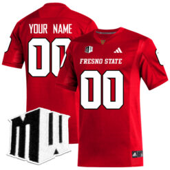 Custom Fresno State Bulldogs Football Red Home Stitched Jersey w/ WMC Patch