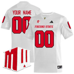 Custom Fresno State Bulldogs Football White Away Stitched Jersey w/ WMC Patch