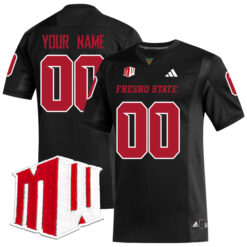 Custom Fresno State Bulldogs Football Black Alternate Stitched Jersey w/ WMC Patch