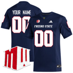 Custom Fresno State Bulldogs Football Navy Alternate Stitched Jersey w/ WMC Patch