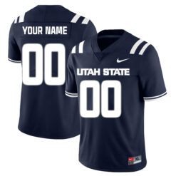 Custom Utah State Aggies Football Navy Home Stitched Jersey