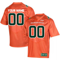 Custom Colorado State Rams Football Orange Stitched Jersey