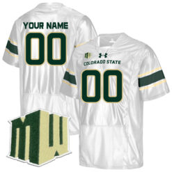 Custom Colorado State Rams Football White Away Stitched Jersey w/ MWC Patch