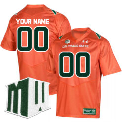 Custom Colorado State Rams Football Orange Stitched Jersey w/ MWC Patch