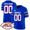 Custom SMU Mustangs Football Royal Home Stitched Jersey w/ ACC Patch