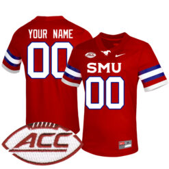Custom SMU Mustangs Football Red Alternate Stitched Jersey w/ ACC Patch