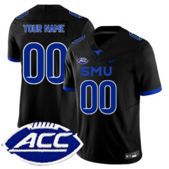 Custom SMU Mustangs Football Black Stitched Jersey w/ ACC Patch