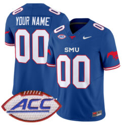 Custom SMU Mustangs Football Royal Vapor F.U.S.E Limited Stitched Jersey w/ ACC Patch