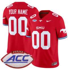 Custom SMU Mustangs Football Red Vapor F.U.S.E Limited Stitched Jersey w/ ACC Patch