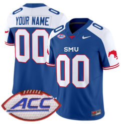 Custom SMU Mustangs Football Alternate Royal Vapor F.U.S.E Limited Stitched Jersey w/ ACC Patch