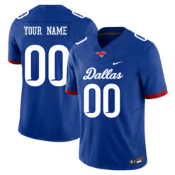 Custom SMU Mustangs Football Royal Stitched Jersey