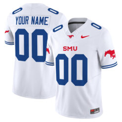 Custom SMU Mustangs Football White Vapor F.U.S.E Limited Stitched Jersey