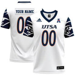 Custom UTSA Roadrunners Football White Game Stitched Jersey w/ AAC Patch