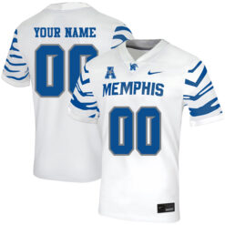 Custom Memphis Tigers Football White Away Stitched Jersey w/ AAC Patch