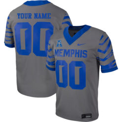 Custom Memphis Tigers Football Grey Alternate Stitched Jersey w/ AAC Patch